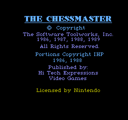 Chessmaster title screen for NES